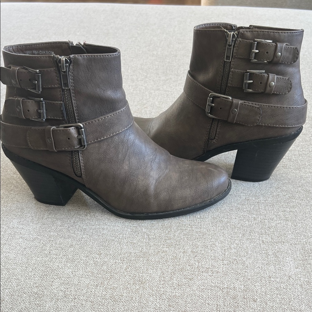 Ruff Hewn Brown Ankle Boots with Buckle Detail